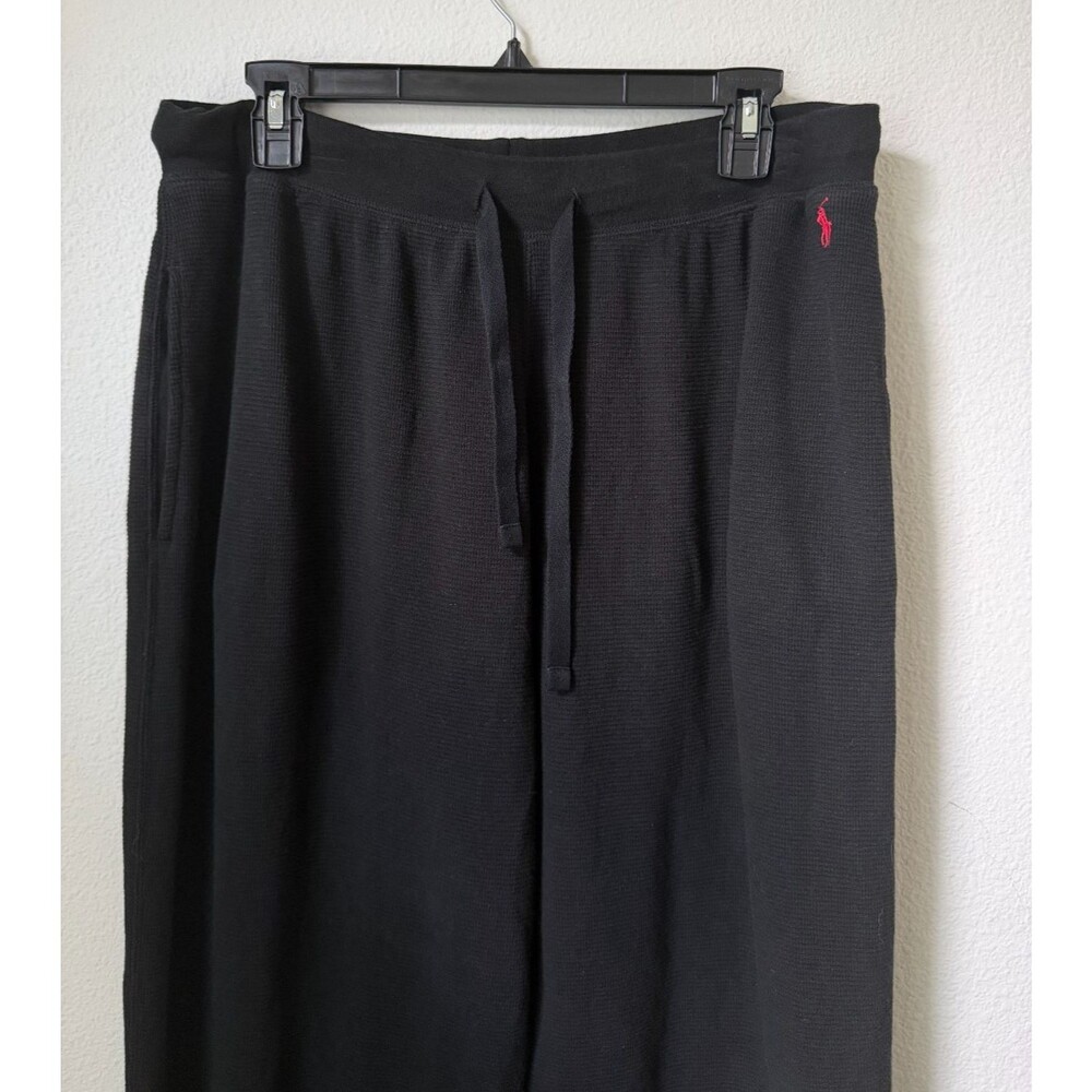 Polo Ralph Lauren Black Waffle Knit Lounge Pants Men’s Large Thermal Pajama - Picture 6 of 10